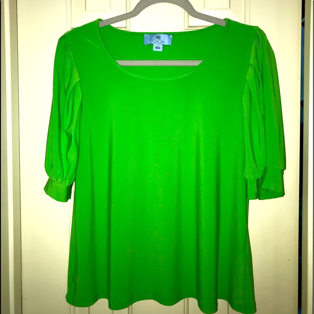 CeCe Lime Green Scoop Neck Blouse